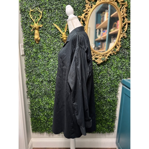 Van Heusen Lux Sateen Black Button Down Shirt Tall Fit Long Sleeve Men's - Picture 2 of 4